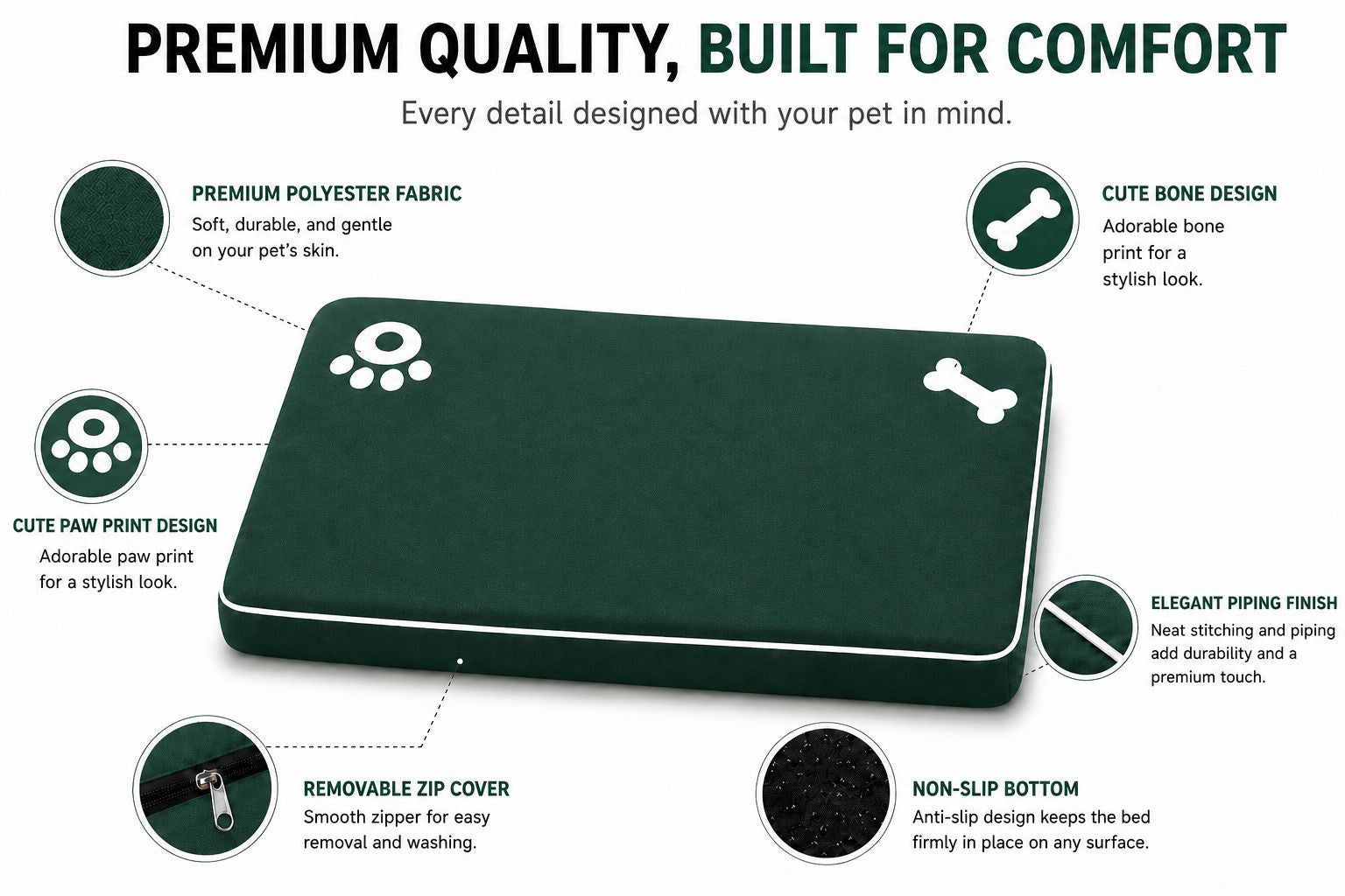 Night Zone Super Soft Bone & Paw Pet Bed Mat