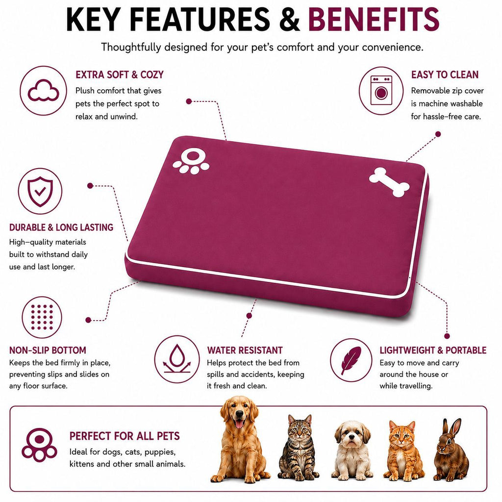 Night Zone Super Soft Bone & Paw Pet Bed Mat