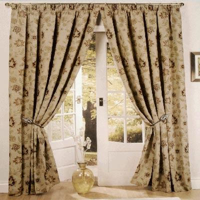 Paoletti Zurich Floral Chenille Jacquard Lined Pencil Pleat Curtains
