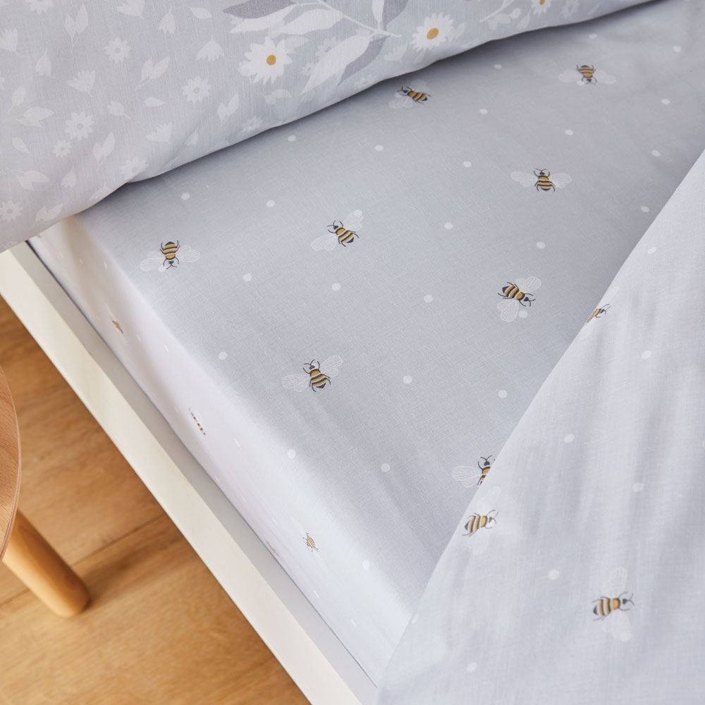 Catherine Lansfield Bee Happy Print Easy Care Fitted Sheet
