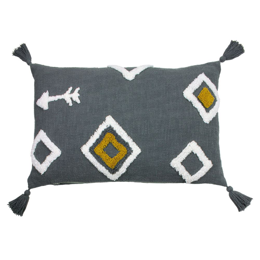 Furn Inka Aztec Tuffted 100% Cotton Tasselled Cushion Cover