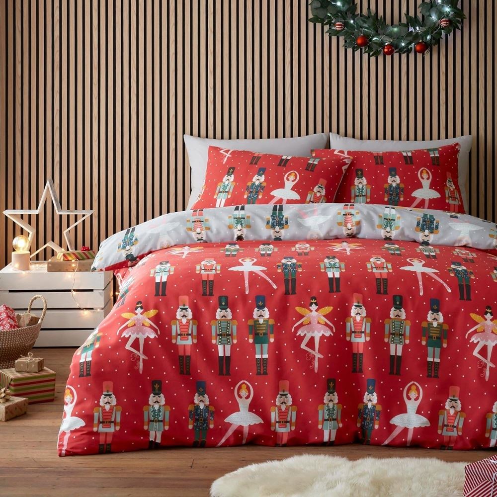 Fusion Christmas Nutcracker Easy Care Reversible Duvet Cover Set