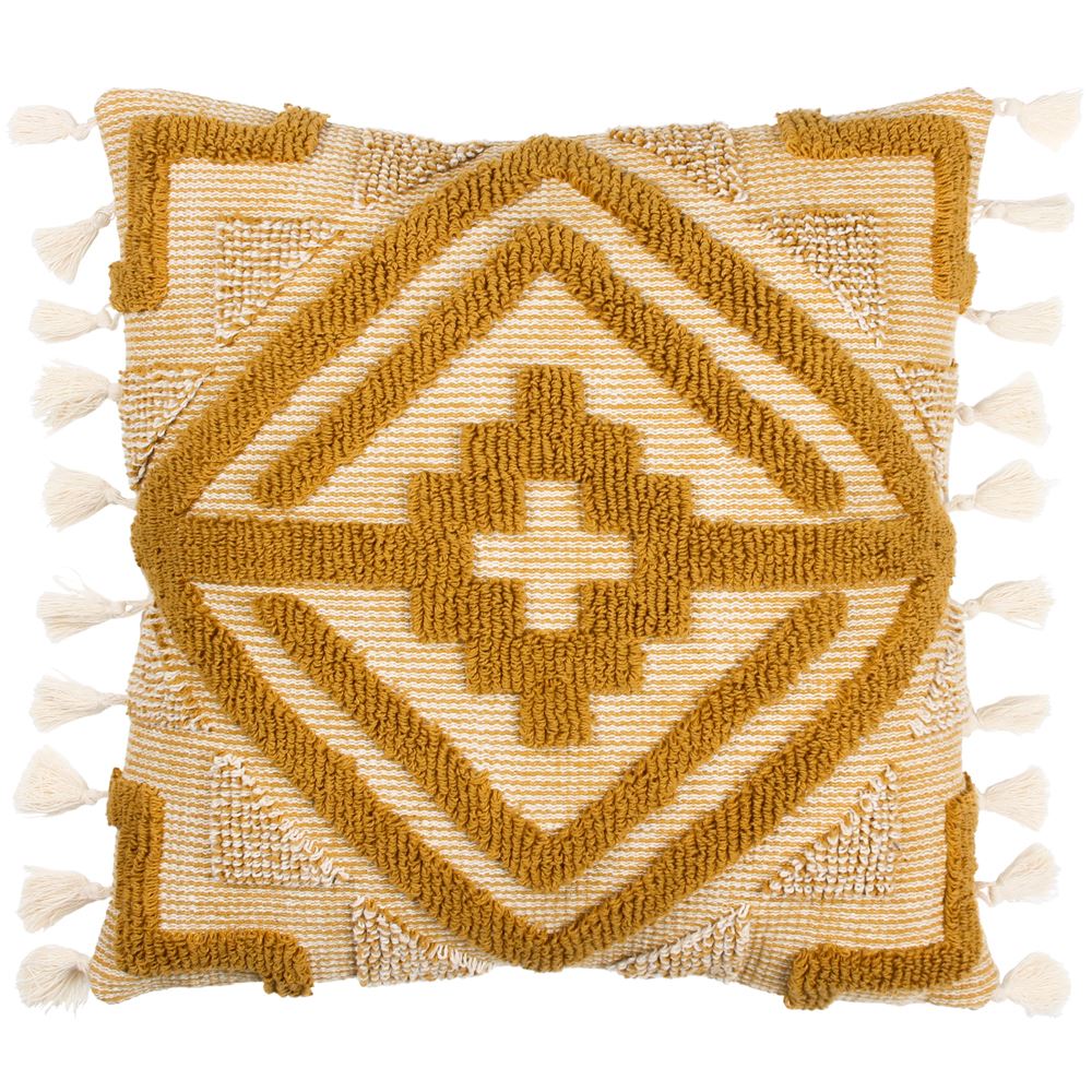 Furn  Kalai Tufted Geometric Cotton Rich Tasselled Cushion Cover