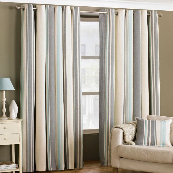 Riva Home Broadway Stripe Woven Lined Eyelet Curtains
