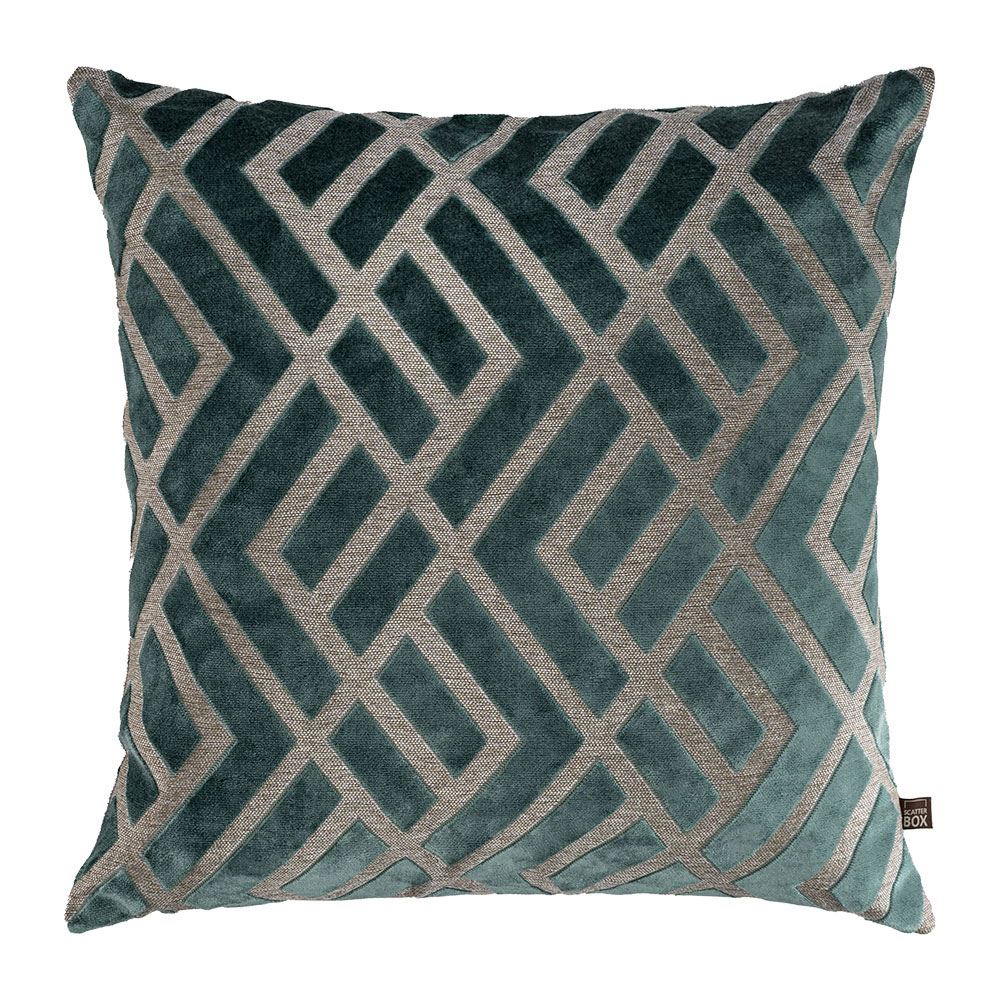 Scatter Box Senna Geometric Cut Velvet Feather Filled Cushion