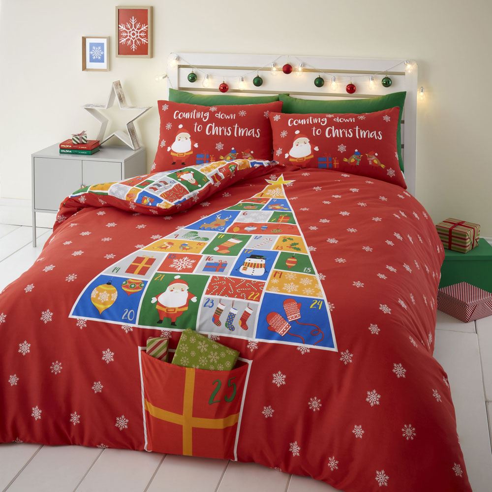 Catherine Lansfield Countdown To Christmas Easy Care Reversible Duvet Cover Set
