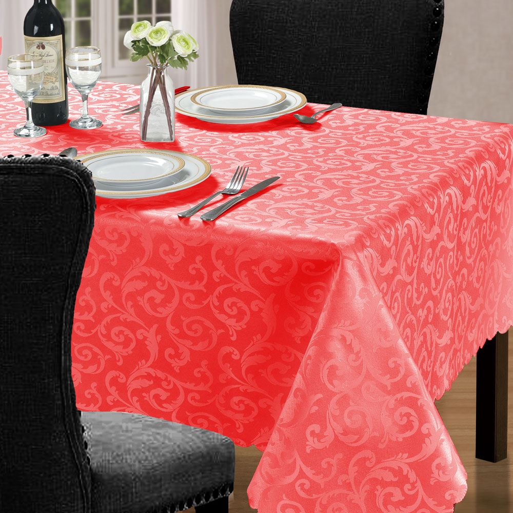 Night Zone Ivy Printed Jacquard Scalloped Edge Tablecloth