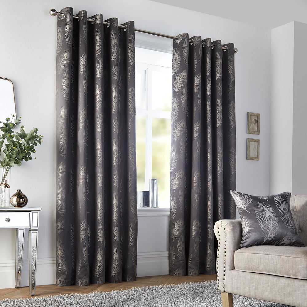 Curtina Feather Jacquard Eyelet Lined Curtains