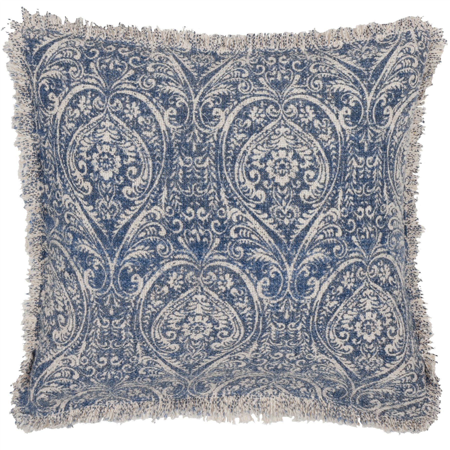 Paoletti Durelle Damask 100% Cotton Fringed Cushion Cover