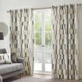 Fusion Oakland Contemporary Print 100% Cotton Eyelet Lined Curtains