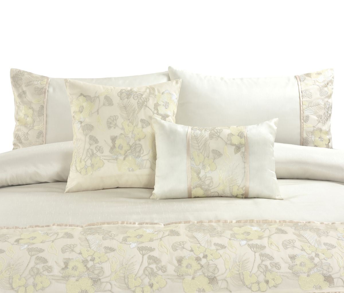 Night Zone Savanna Floral Embroidery Duvet Cover Set