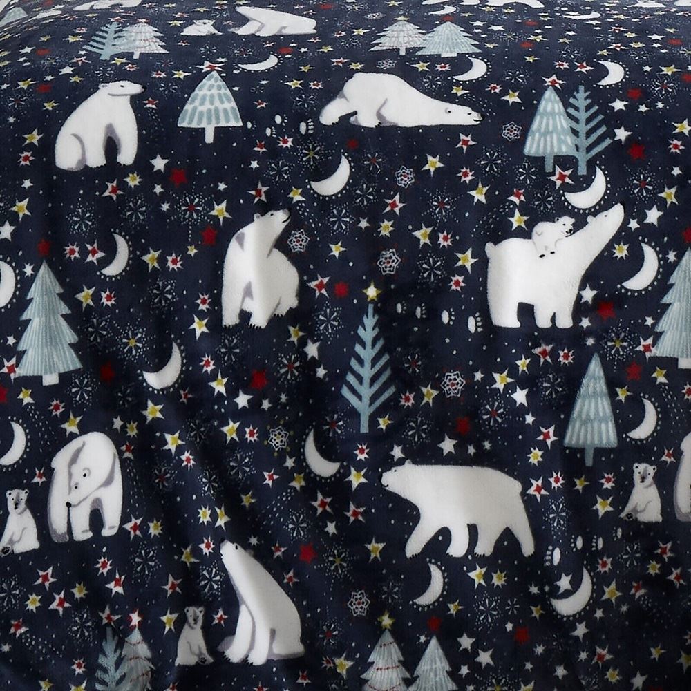 Fusion Christmas Starry Night Cosy Fleece Duvet Cover Set, Blue