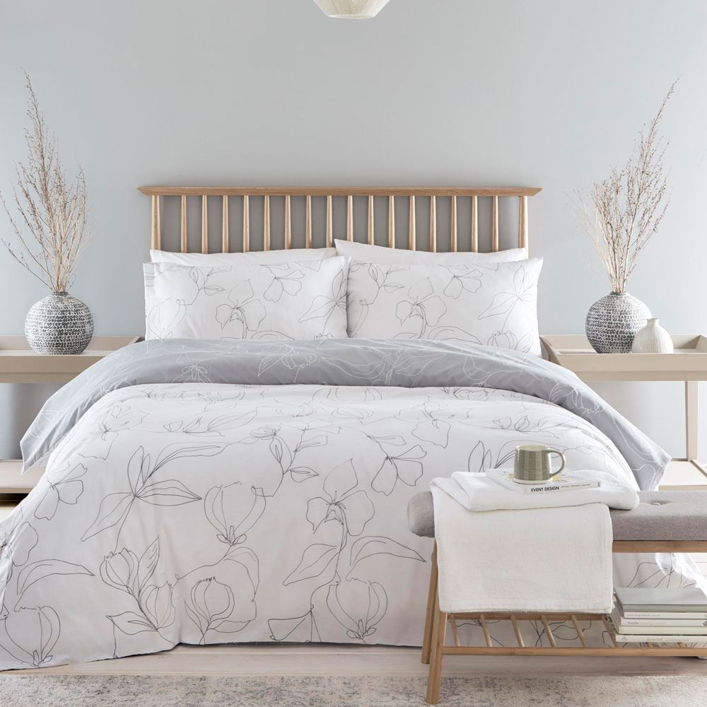Drift Home Kierra Minimalist Leaf Sustainable Eco-Friendly Reversible Duvet Cover Set