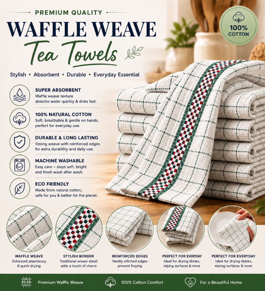 Night Zone Pack of 2 Hawai Tea Towels 100% Cotton