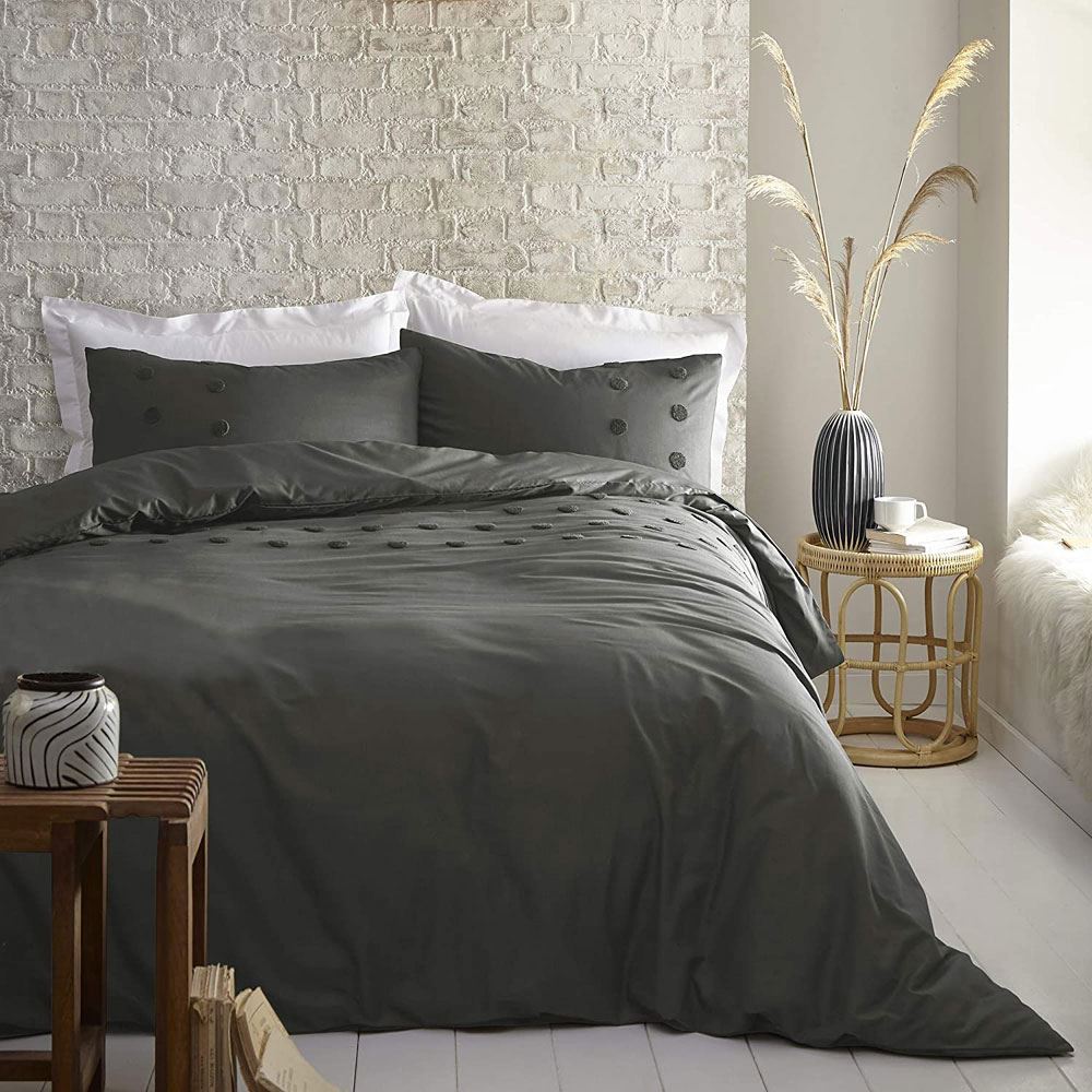 Appletree Boutique Ayda Tufted Spots Embellished 100% Cotton Duvet Cover Set