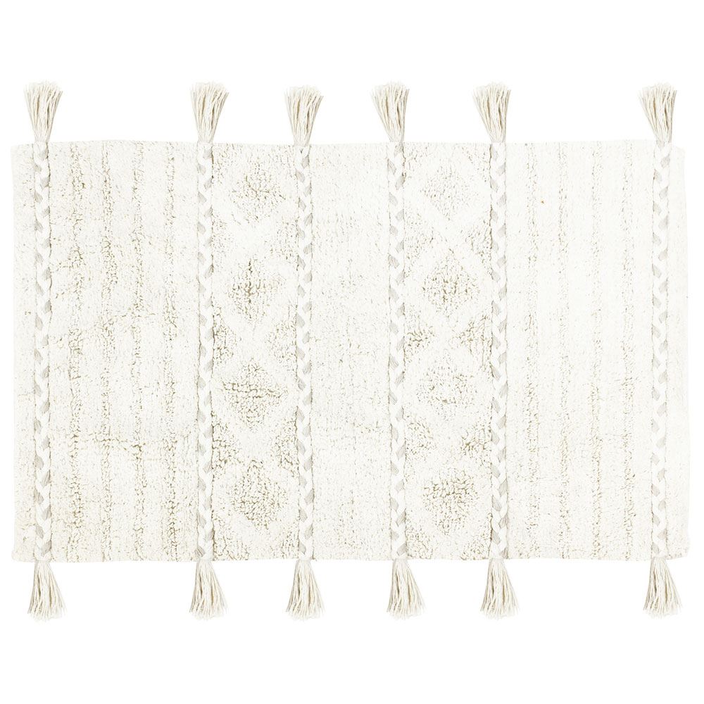 The Linen Yard Tasselled Diamond 100% Cotton Bath Mat