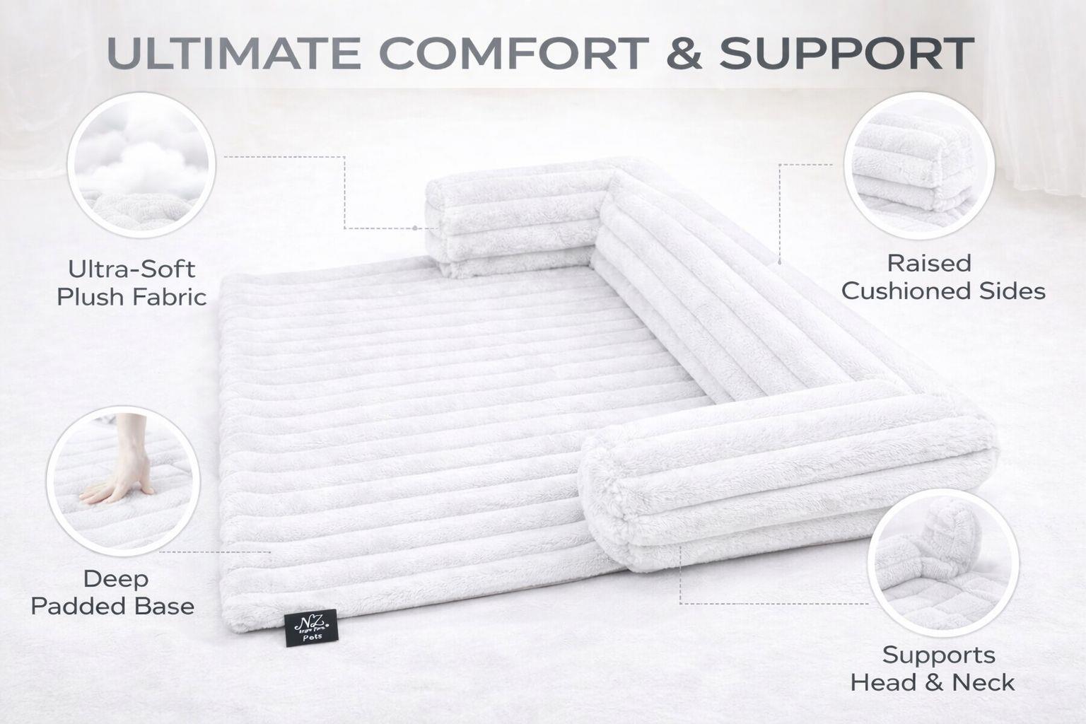 Night Zone Super Soft Plush Cord Sofa Pet Bed