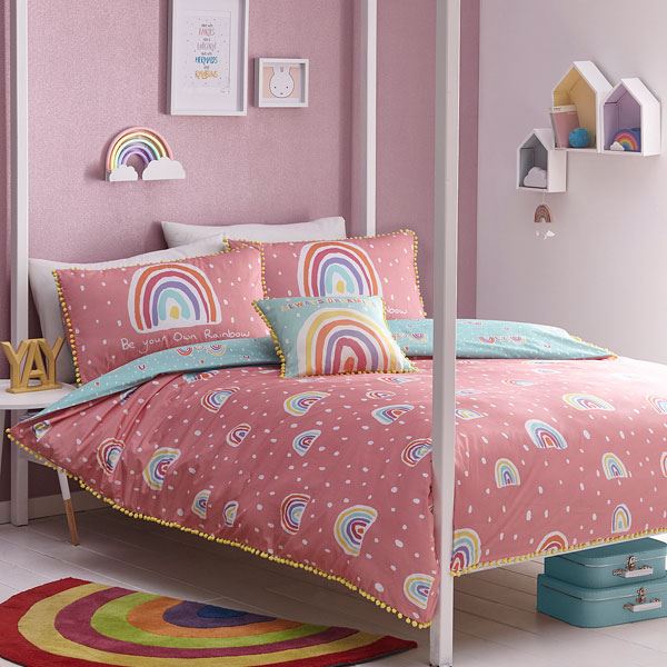 Appletree Rainbow Pom 100% Cotton Duvet Cover Set, Multi