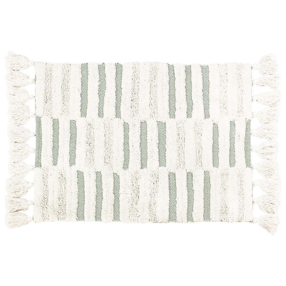 The Linen Yard Tasselled Stitch 100% Cotton Bath Mat