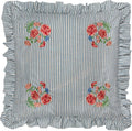 Wylder Martha Embroidered Floral Striped Ruffle Edge Cushion Cover