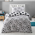 Catherine Lansfield Brushed Cotton Football Stars Reversible Junior Duvet Cover Set with Pillowcase Grey