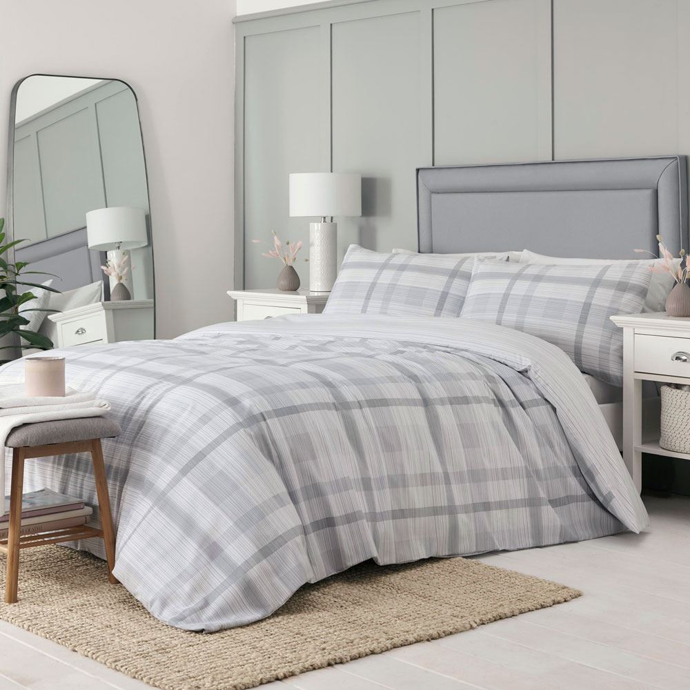 Drift Home Emerson Check Print Sustainable Eco-Friendly Reversible Duvet Cover Set