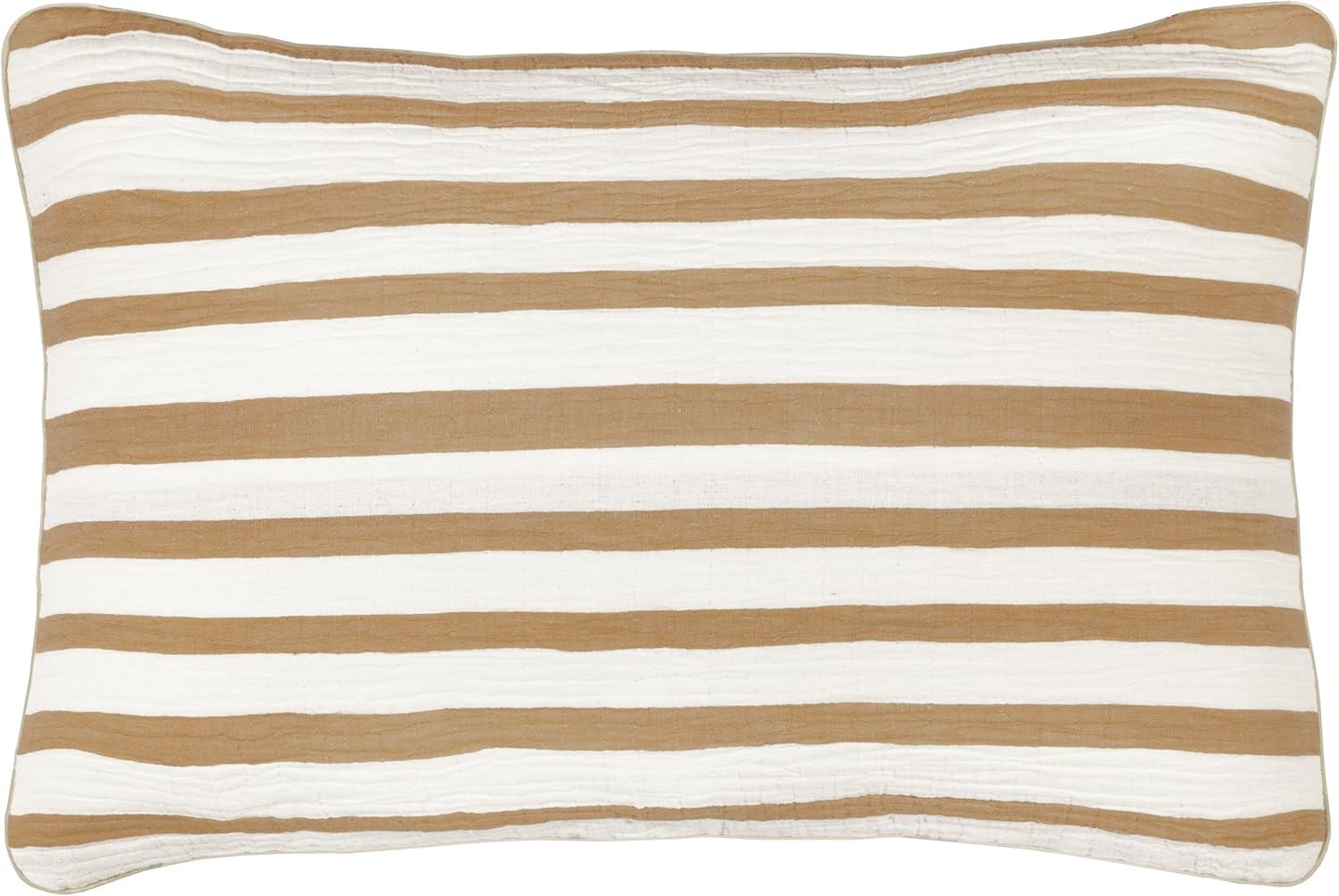 Yard Woven Stripe 100% Cotton Piped Edge Cushion Cover