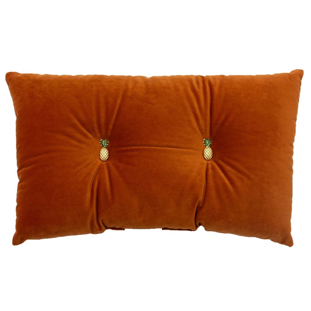 Riva Home Pineapple Shaped Buttons Embellished Filled Cushion