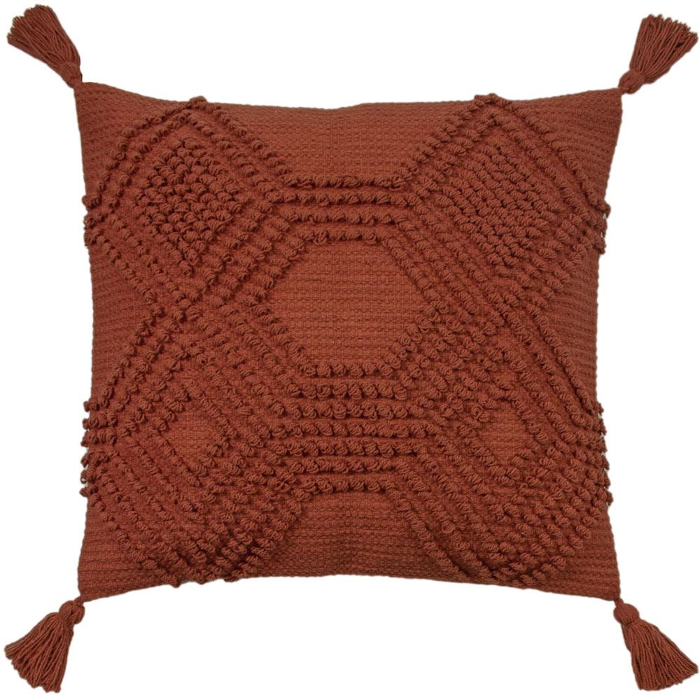 Furn Halmo Diamond Woven Loop Tasselled Cushion Cover