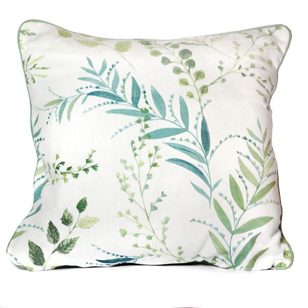 Fusion Fernworthy Leaf Print Piped Filled Cushion