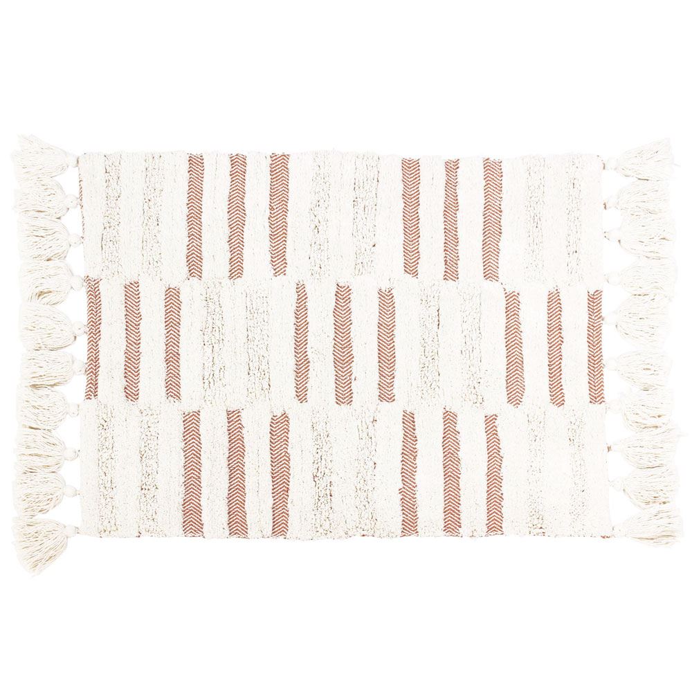 The Linen Yard Tasselled Stitch 100% Cotton Bath Mat