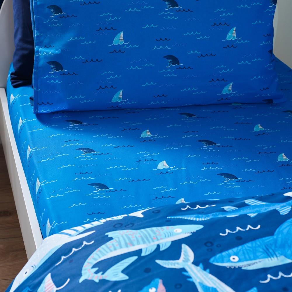 Catherine Lansfield Kids Jawsome Shark Single Fitted Sheet