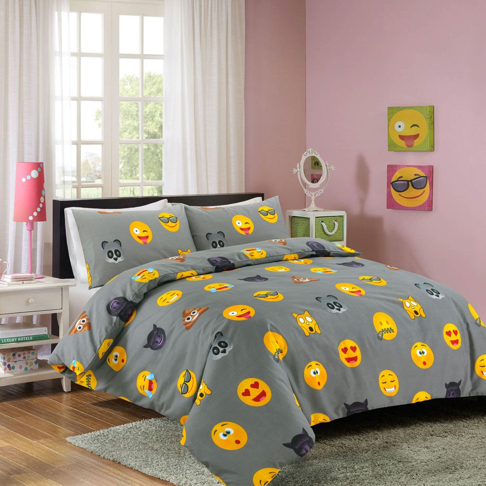 Night Zone Emoji Icons Reversible Duvet Cover Set