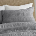 Catherine Lansfield Seersucker Banded Textured Cotton Rich Duvet Cover Set