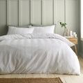 Catherine Lansfield Heatset Wave Super King Duvet Cover Set with Pillowcases White