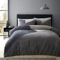 Catherine Lansfield Cosy Larsson Geo Fleece Double Duvet Cover Set with Pillowcases Grey
