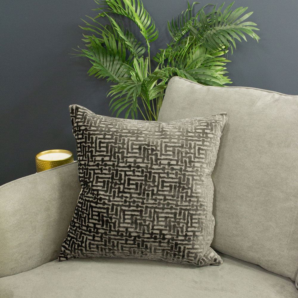 Paoletti Delphi Contemporary Jacquard Faux Velvet Cushion Cover