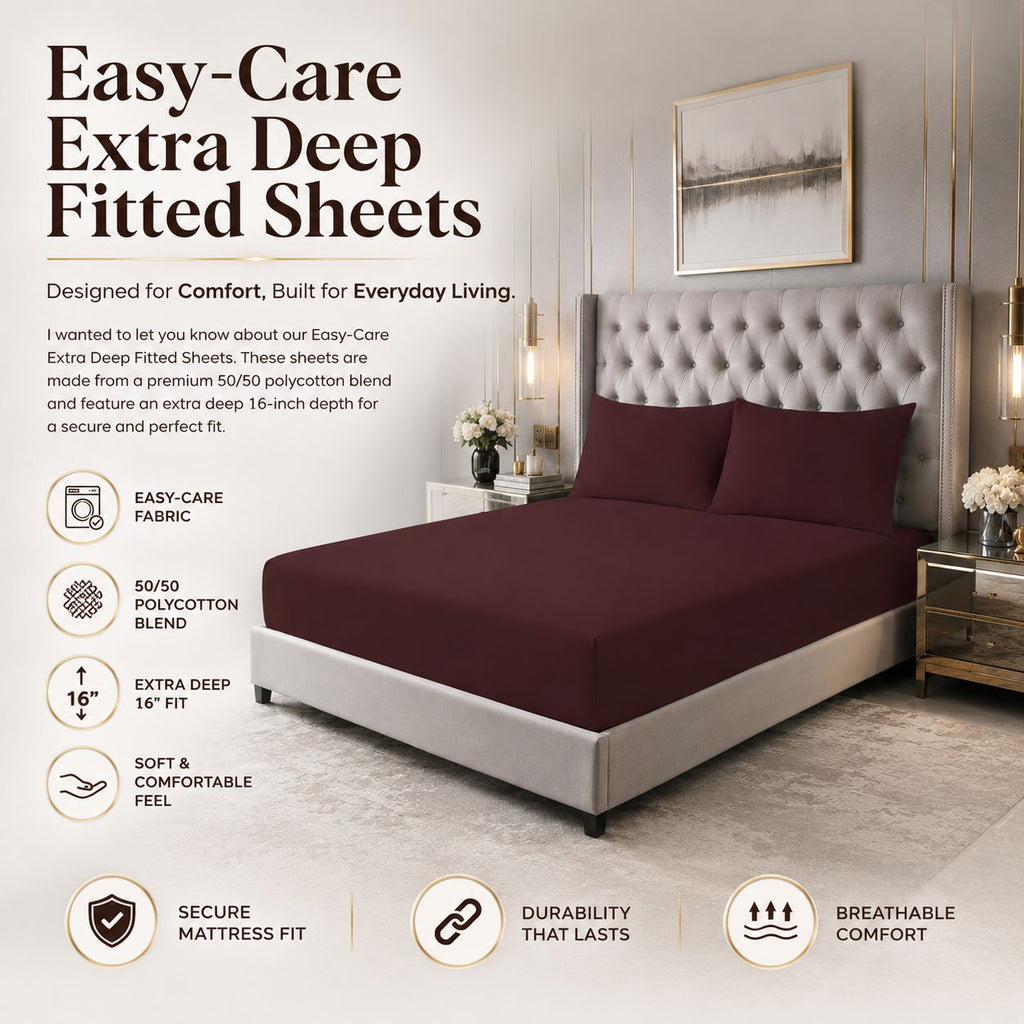 Night Zone Easy-care extra deep fitted sheets