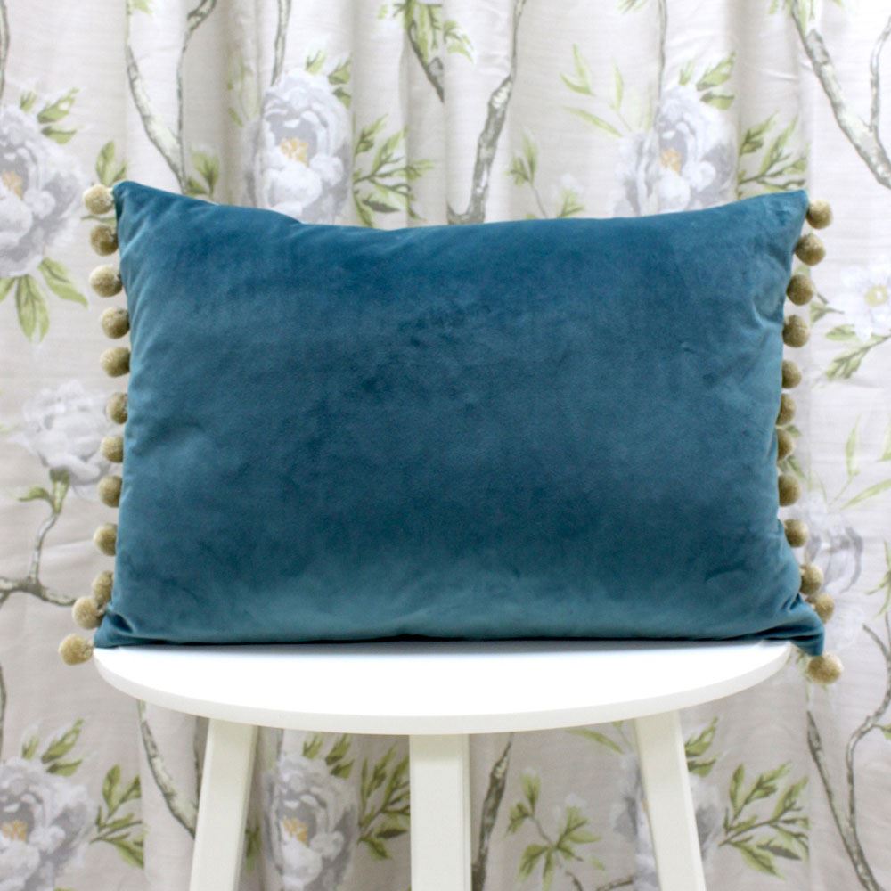 Riva Paoletti Fiesta Velvet Pom Pom Fringe Cushion Cover