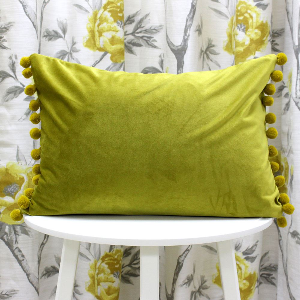 Riva Paoletti Fiesta Velvet Pom Pom Fringe Cushion Cover