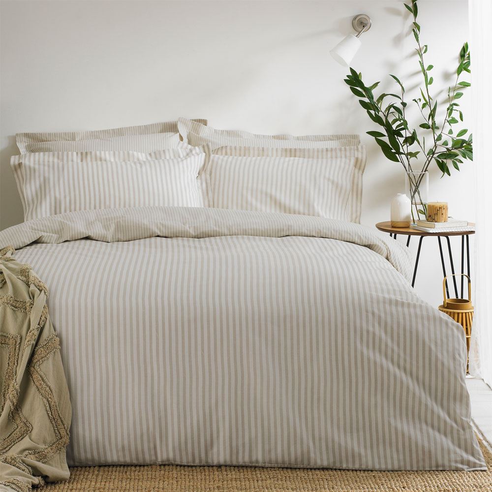 The Linen Yard Hebden Stripe Melange Print 100% Cotton Reversible Duvet Cover Set