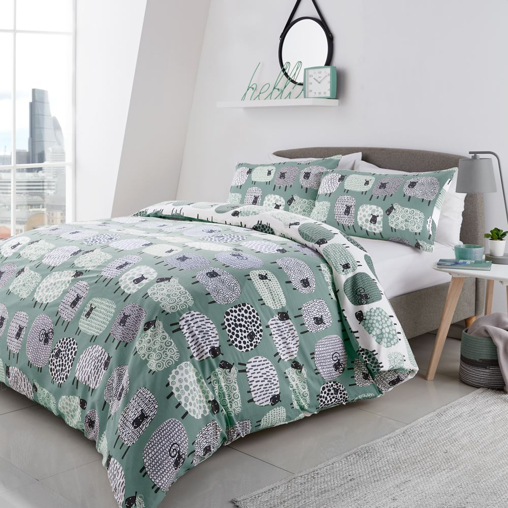 Fusion Dotty Sheep Print Reversible Duvet Cover Set