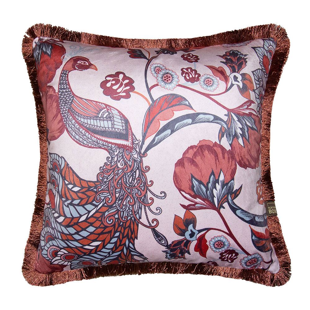 Scatter Box Marlowe Floral Digital Print Fringed Feather Filled Cushion