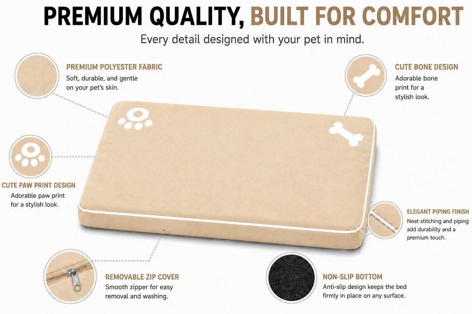 Night Zone Super Soft Bone & Paw Pet Bed Mat