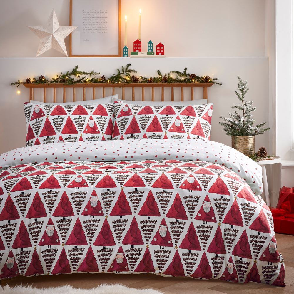 Furn Christmas Hide and Seek Santa Print Reversible Duvet Cover Set