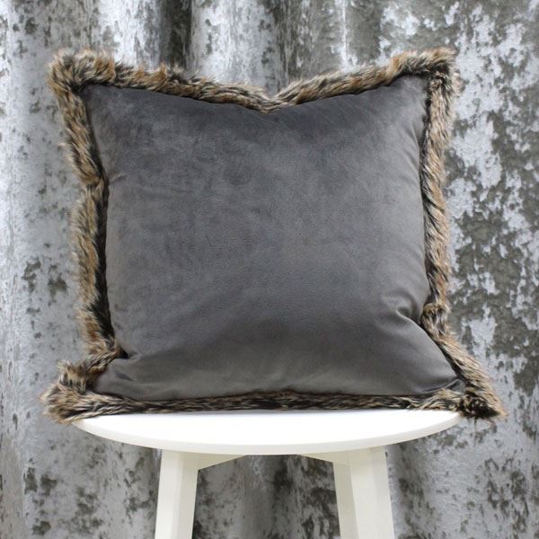 Riva Paoletti Kiruna Faux Fur Edged Cushion Cover, 45 x 45 Cm