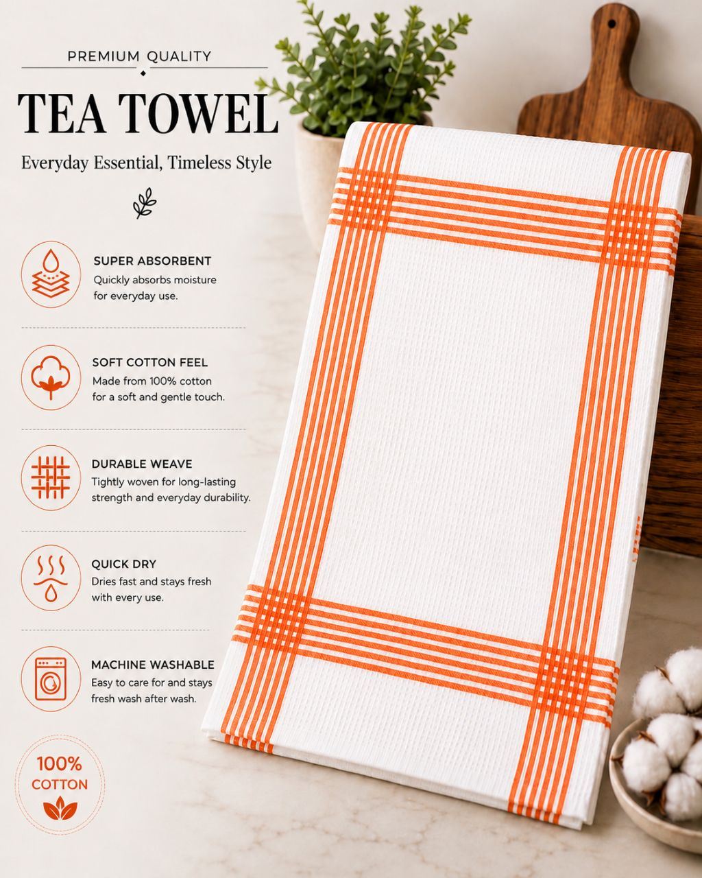 Night Zone Waffle Tea Towels 2 Pack, 100% Cotton