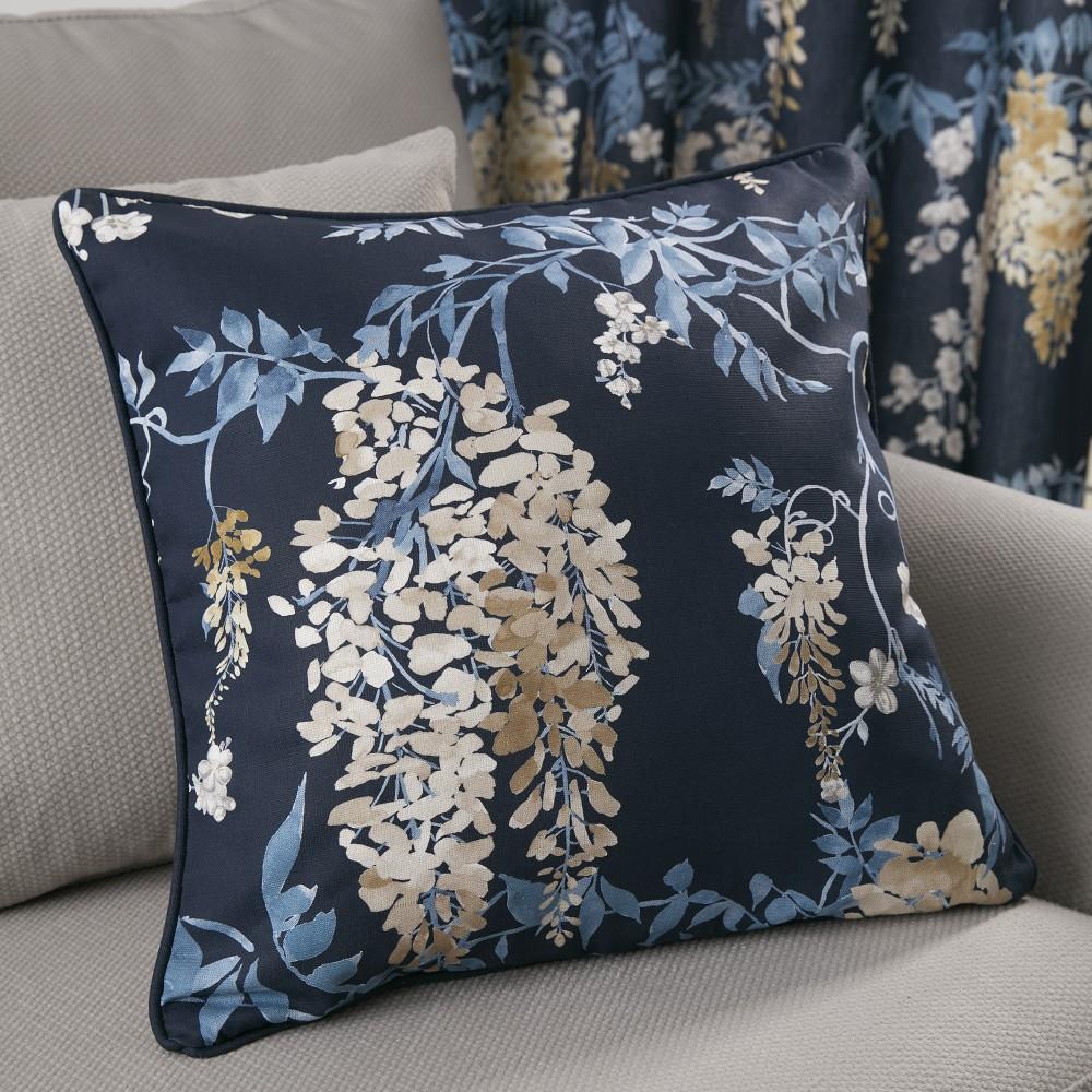 Dreams & Drapes Wisteria Floral Print 100% Cotton Piped Edge Filled Cushion