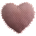 Little Furn Heart Shaped Faux Velvet Pom-Pom Fringe Filled Cushion