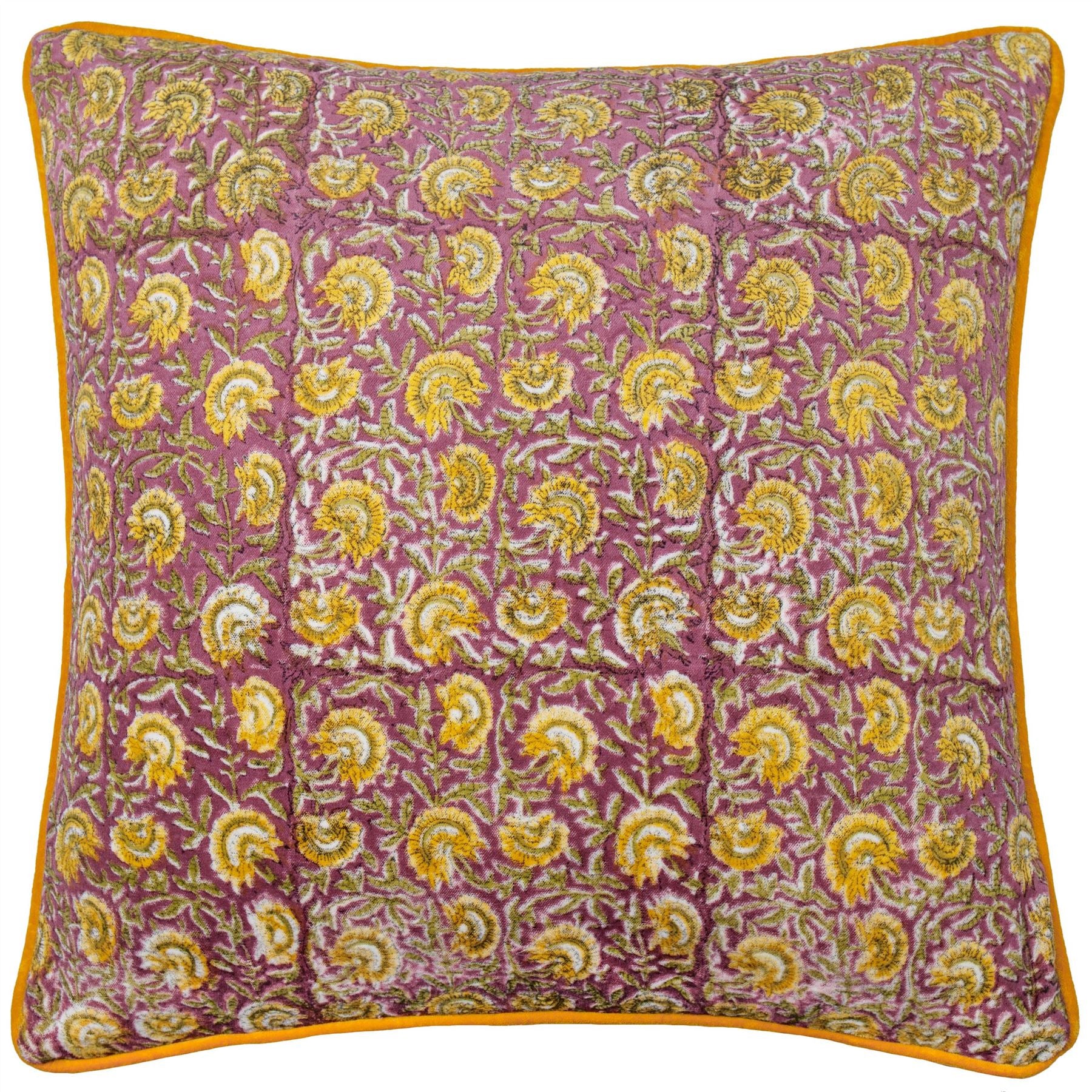 Paoletti Chedworth Floral Velvet 100% Cotton Piped Edge Cushion Cover